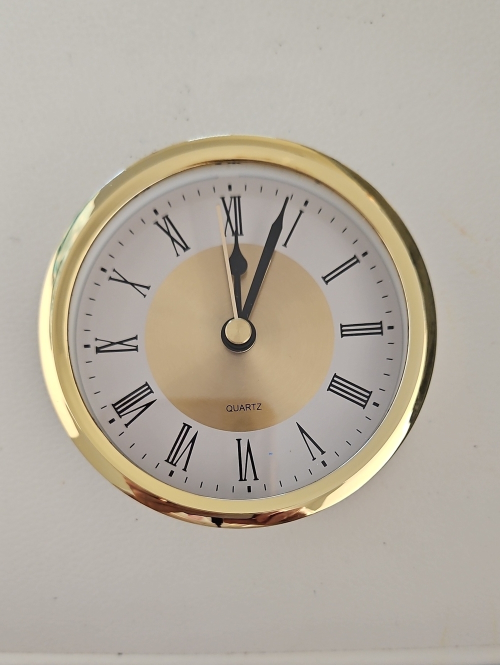 Gold Tone Quartz  Clock Fit Up Insert with Roman Numerals. 3.5".